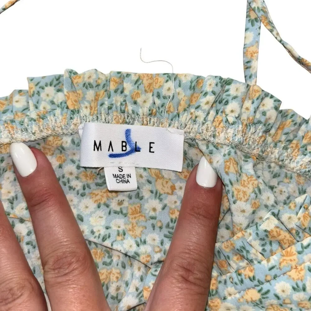 Mable Cottagecore Renaissance Peasant Floral Crop Top Women’s S Prairie Soft